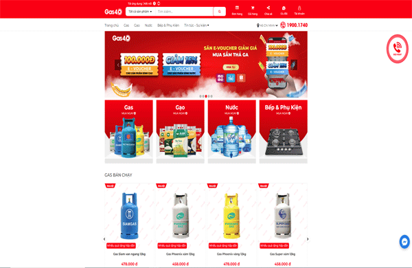 Mẫu thiết kế website bán gas thu hút